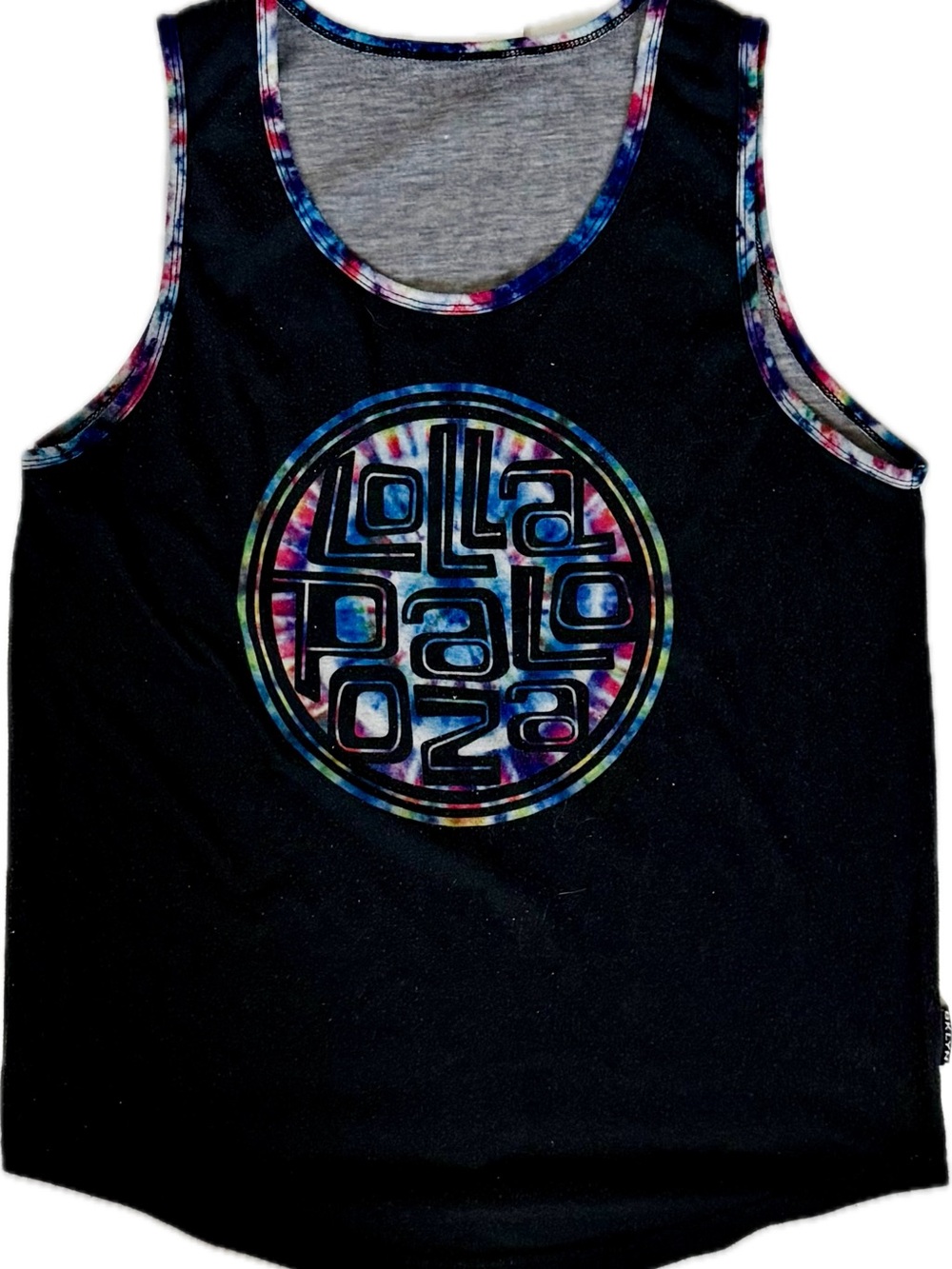Lollapalooza Black Tie-Dye Logo Drop Cut Tank